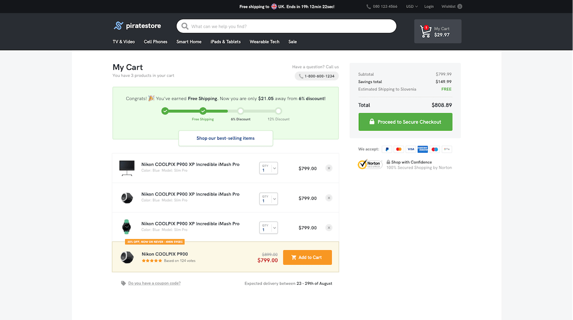 ecommerce cart page upsell